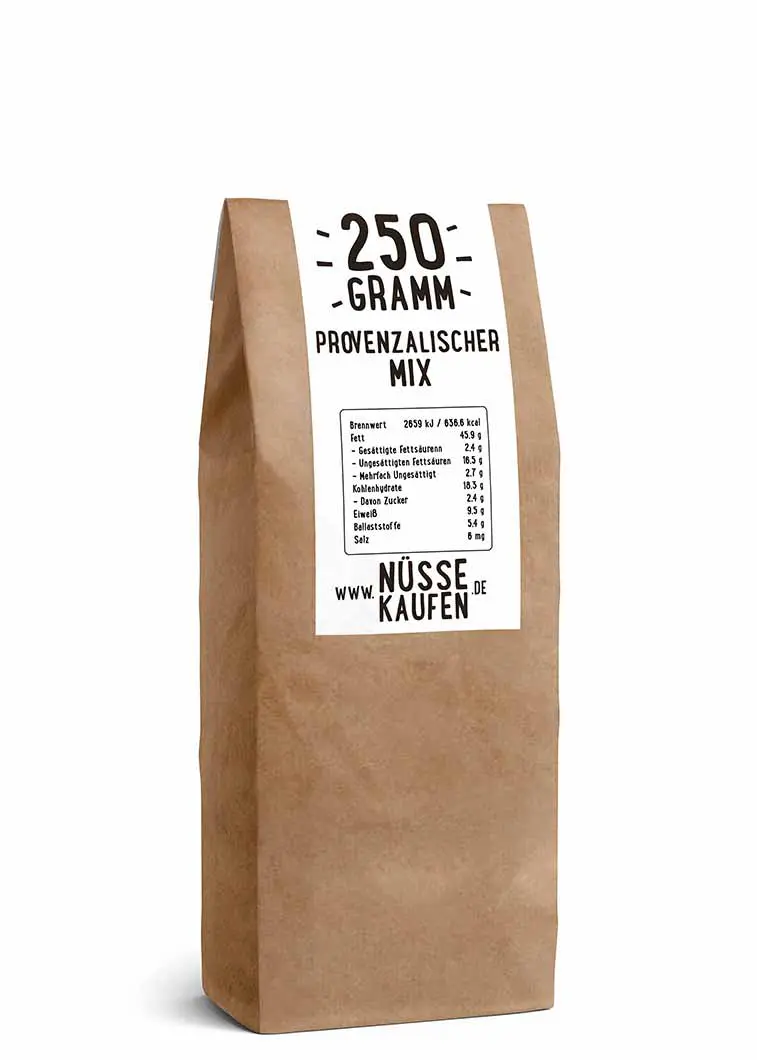 Eine Tüte mit 250 Gramm Provenzalischer Mix von NüsseKaufen.de